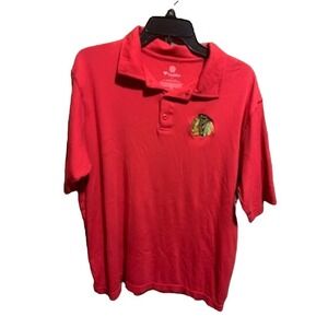 Fanatics Chicago Blackhawks XL Mens NHL Red Logo Polo Soft Classic Hockey